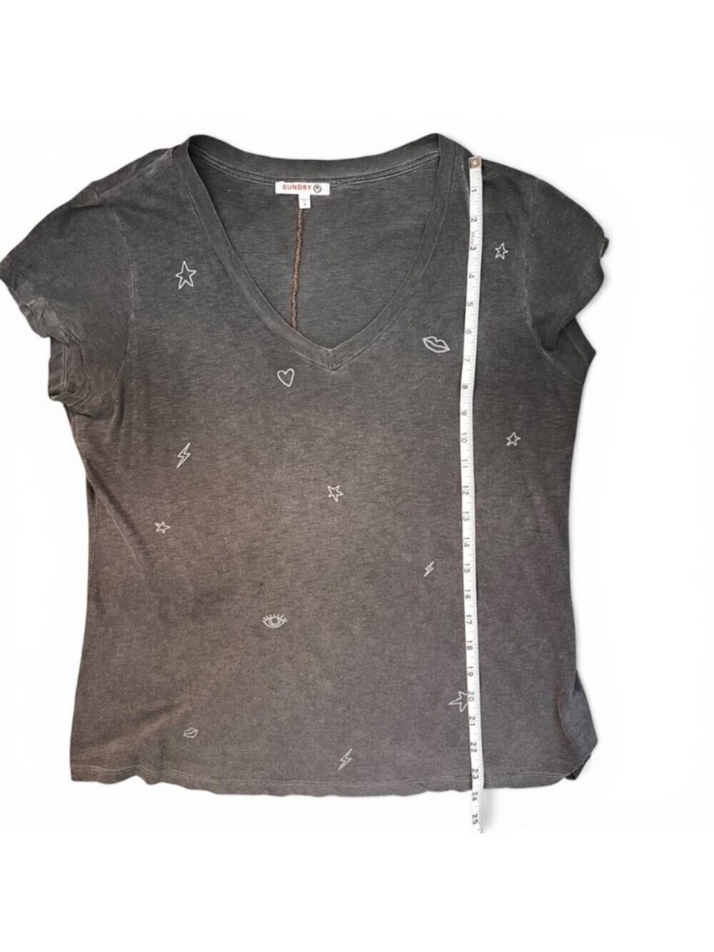 Anthropologie Sundry Womens Sz M Gray V-Neck Pima Cotton Boho Soft Grunge - Picture 10 of 10